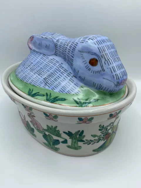 Vintage Rare asian bunny rabbit tureen casserole dish Baking