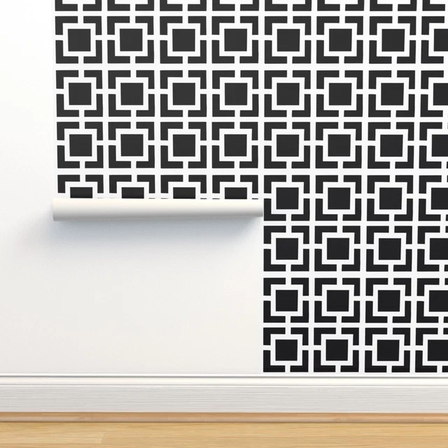 Wallpaper Roll Mid Century Modern Minimal Abstract Black White 24in x 27ft