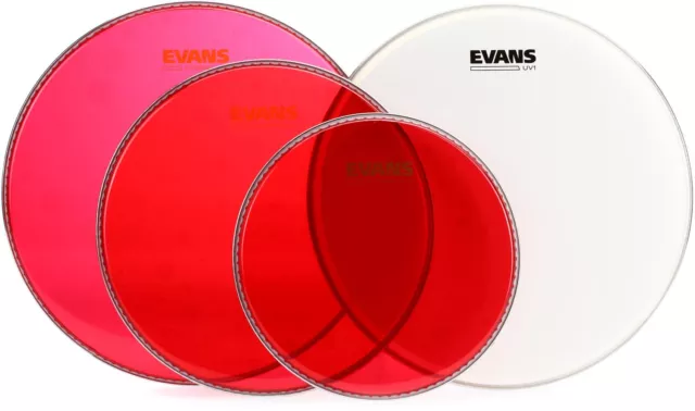 Evans Hydraulic Red 4-piece Tom Pack - 10/12/14 inch with Free 14 inch UV1