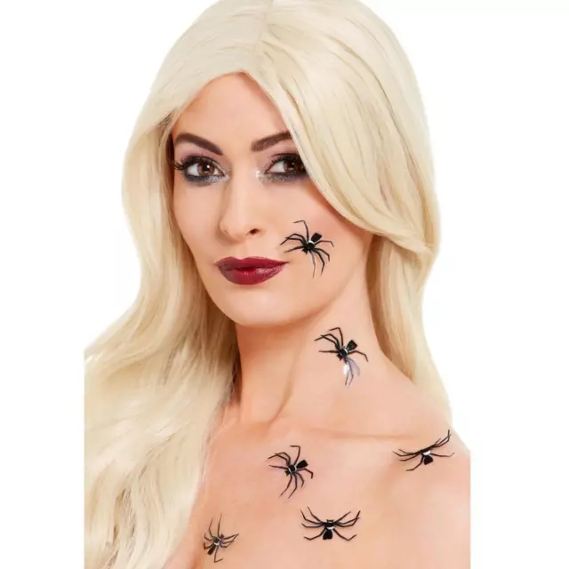 Adultos Negro Maquillaje Fx 3D Halloween Espeluznante Adhesivo Araña Pegatinas