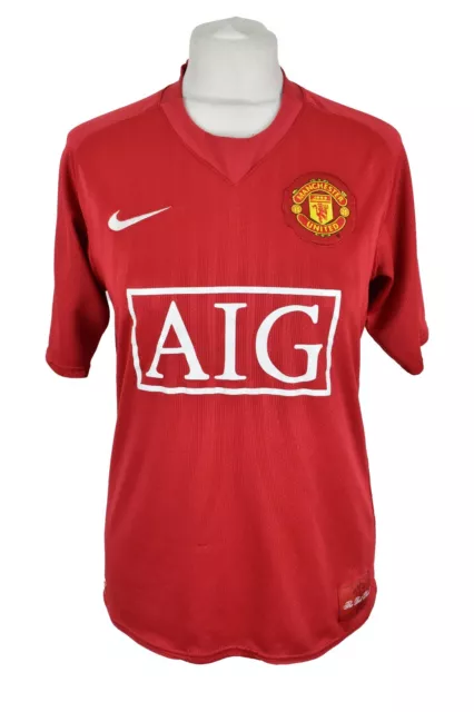 NIKE Manchester United 2007-09 Home Football Shirt size S Mens Red Top