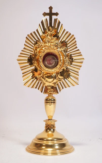 Monstranz Reliquiar mit Reliquie St. Alphonsi Liguori vergoldet Metall ca. 30 cm