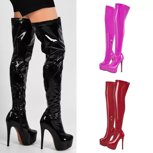 Over the Knee Long Thigh High Boots Womens Stiletto High Heel Sexy Club Shoes