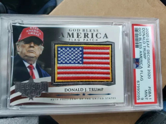 PSA 9 Donald Trump 2020 Leaf Decision God Bless America Foil stamp