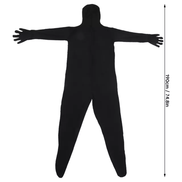 (190cm)Elastic Full Body Suit Photography Jumpsuit Breathable Lightweight Black