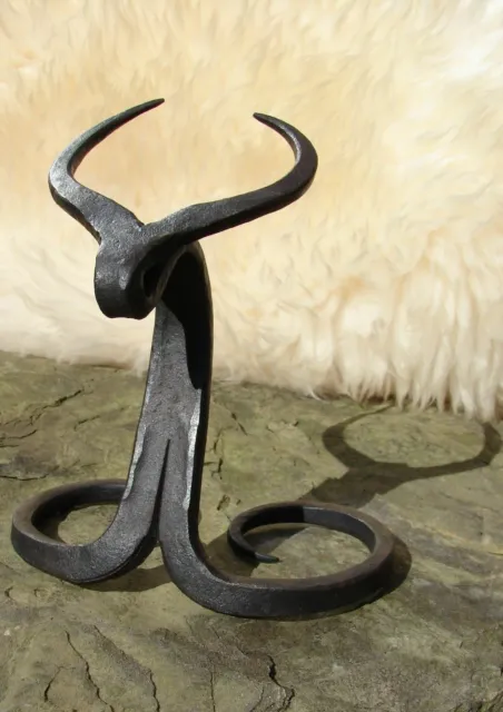 Blacksmith hand forged Viking Drinking horn Iron Steel stand for beer wine pagan