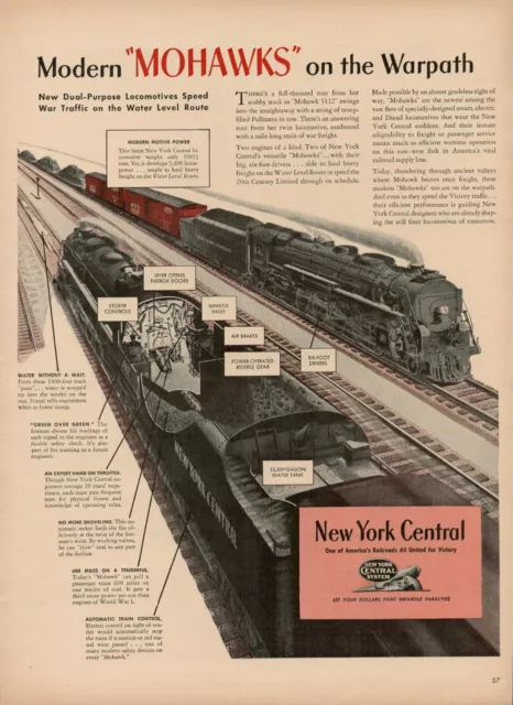 1944 Rail Railway New York Central Railroad Vintage Print Ad WW II Victory Track