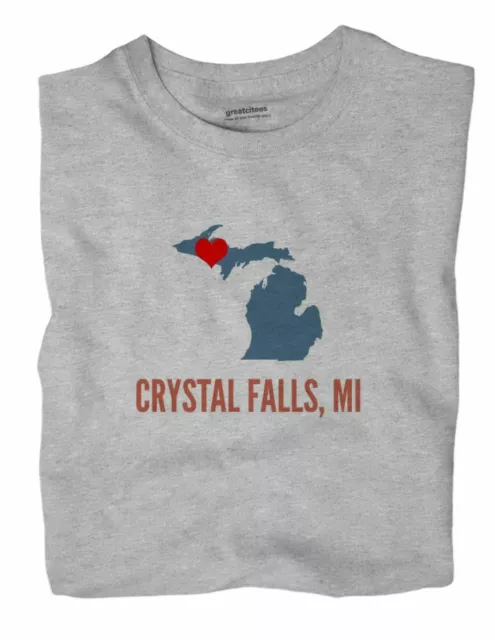Crystal Falls Michigan MI T-Shirt HEART