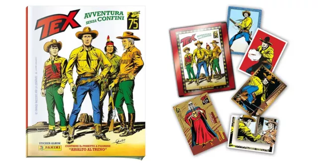 Album Figurine Tex Mega Starter Pack 75 Anni Tex + 40 Figurine E 12 Cards