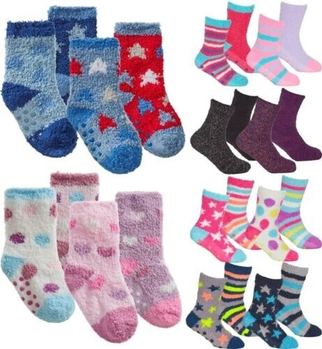 Bambini Comodo Calzini Soffice Morbido Lounge Pantofola Letto Con Grips 4 Paia