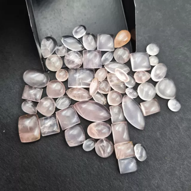 Natural Rose Quartz Mix shape Cabochon Loose Gemstone Lot 36 Pcs 7-13 MM 100 CT