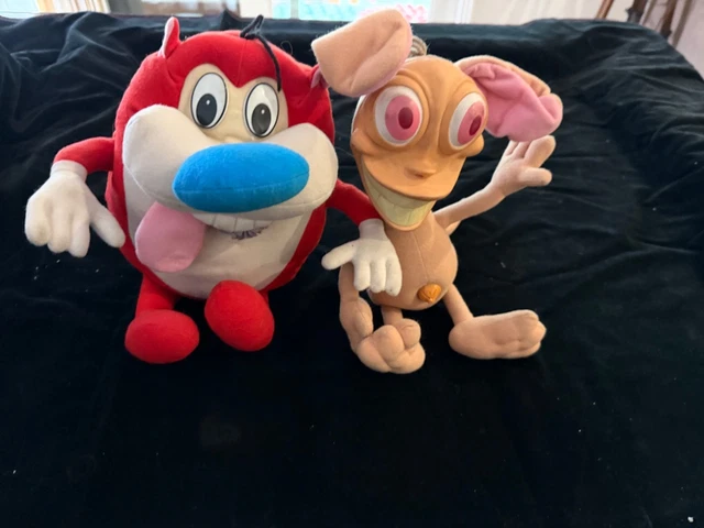 VINTAGE 1992 MATTEL Ren & Stimpy Plush Lot Talking Both Work
