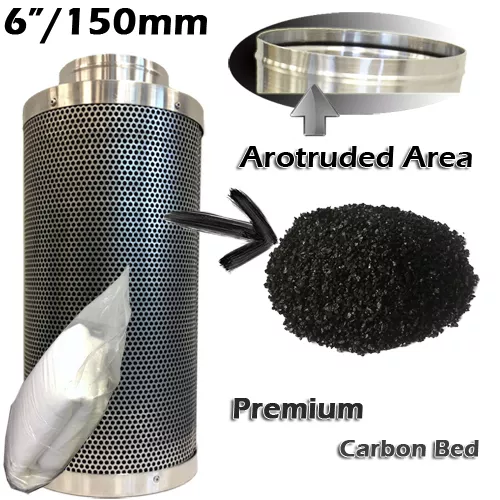 6in Inline Fan Carbon Filter Ducting Muffler Silencer Grow Tent Ventilation Kit 2