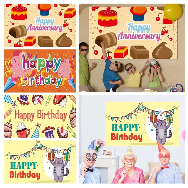 Birthday Holiday Background Cloth Hanging Flag Holiday Party Decoration Banner