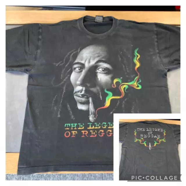 bob marley the legend of reggae spliff t shirt rock@tees 90’s tee XL double side