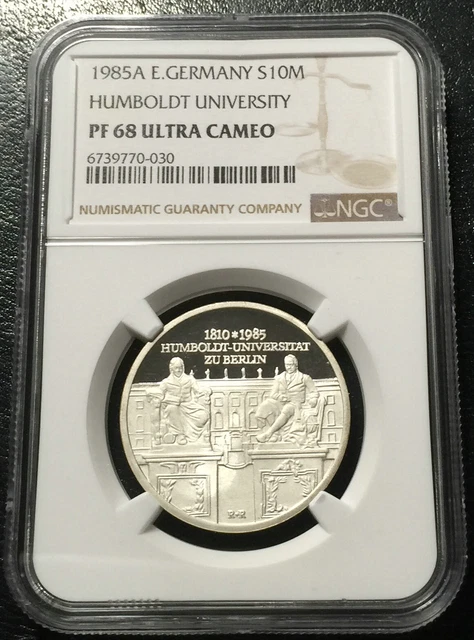 Germany Democratic Republic Silver 10 Mark 1985 NGC PF68UC Humboldt University