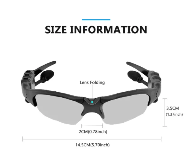 Wireless Bluetooth Headset Phone Hands Free Driving Sunglasses Cycling Glasses