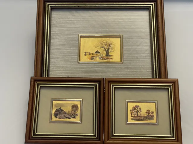 3 Kunstlithografie Bilder auf echter Goldfolie Wert 960 Zertifiziert 60 Jahre
