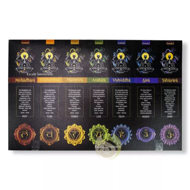 Encens coffret 7 chakras Goloka indien rituel prières incense parfum