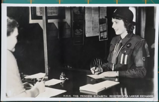 Old Postcard Princess Elizabeth Registers At Labour Exchange Girl Guides Uniform