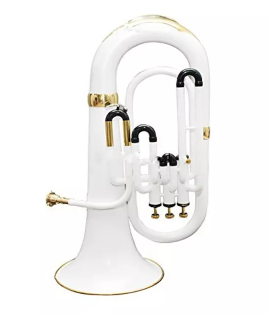 Weekend Sale New White Bb FLAT 3 VALVE EUPHONIUM WITH FREE HARD CASE+MOUTHPIECE 2