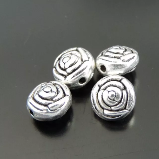 7*7*3mm Antike Silber Legierung Perlen Rose Blume Form Charme Schmuck 100 Stück