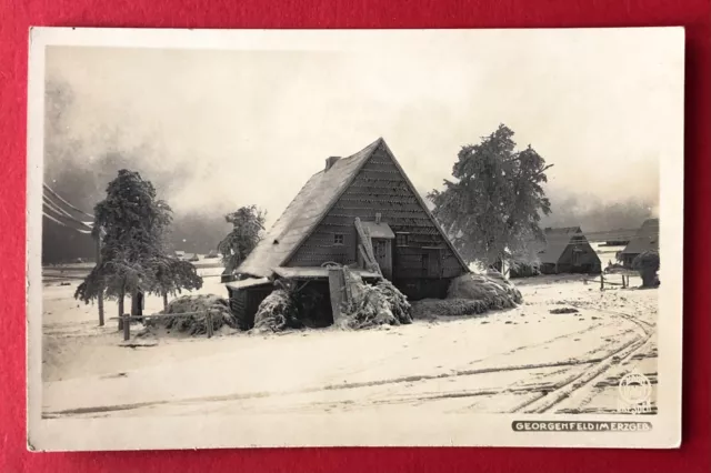 Walter Hahn Foto AK Erzgebirge Nr. 6167 um 1925 Winter in Georgenfeld   ( 108676