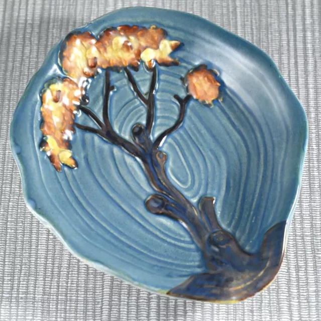 VINTAGE ART DECO CARLTON WARE BLUE NIGHT OAK LEAF BOWL DISH c1935