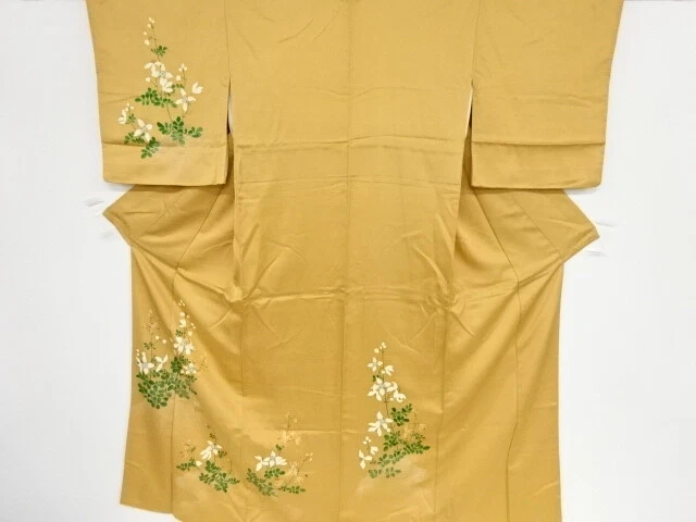 98826# Japanese Kimono / Antique Kimono / Embroidery / Floral Plants