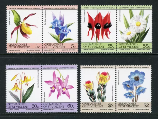 St. Vincent Grenadines Scott #476-479 MNH PAIRS Flowers FLORA $$