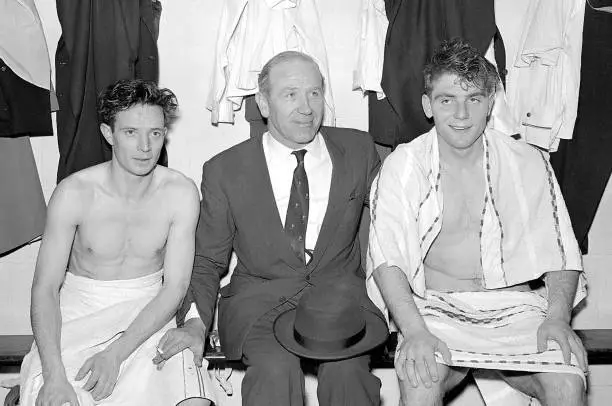 Manchester United manager Matt Busby two of players John Berry - 1958 Old Photo