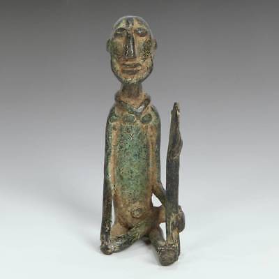 Vintage African Cast Bronze Ancestor Figure Dogon Mali West Africa 20Th C.