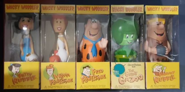 Funko The Flintstones Wacky Wobblers Bobblehead Complete Set (5) Very Nice! JM
