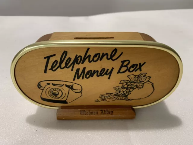 Vintage 1970s Wooden Telephone Money Box