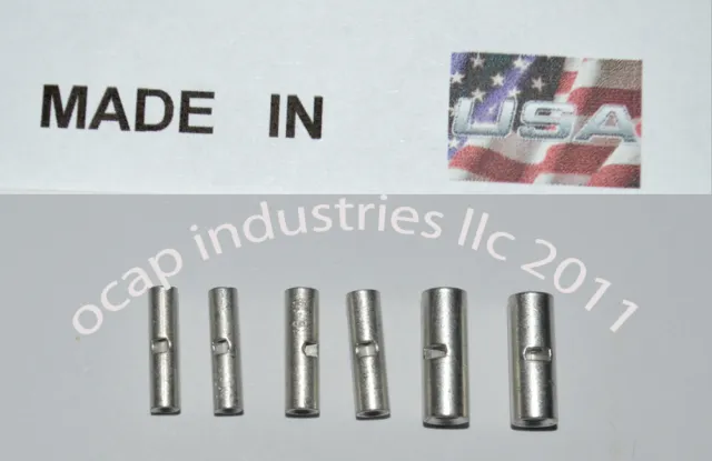 (75) 12-10,16-14, 22-18 Non-Insulated Seamless Butt Connector 25/Ea Made In Usa