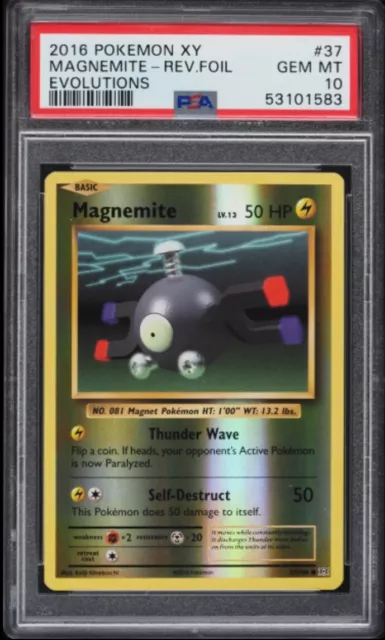 2016 Pokemon Xy Evolutions Reverse Holo Magnemite #37 Psa 10 Gem Mint