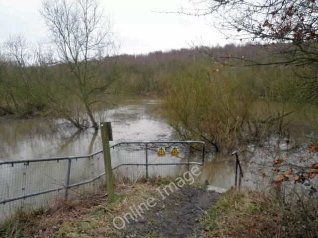 Photo 6x4 The River Dearne in flood at Denaby Ings nature reserve Conisbr c2011
