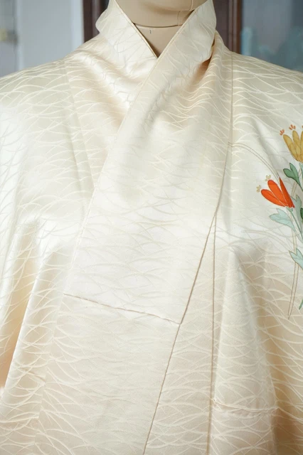 Dear Vanilla Japanese Silk Kimono Women's Robe Gown Authentic Japan Vintage Mint 3