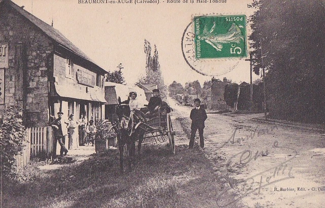 CPA 14 NORMANDY BEAUMONT-en-AUGE Haie-Tondue Road coupling at CAFE 1907.