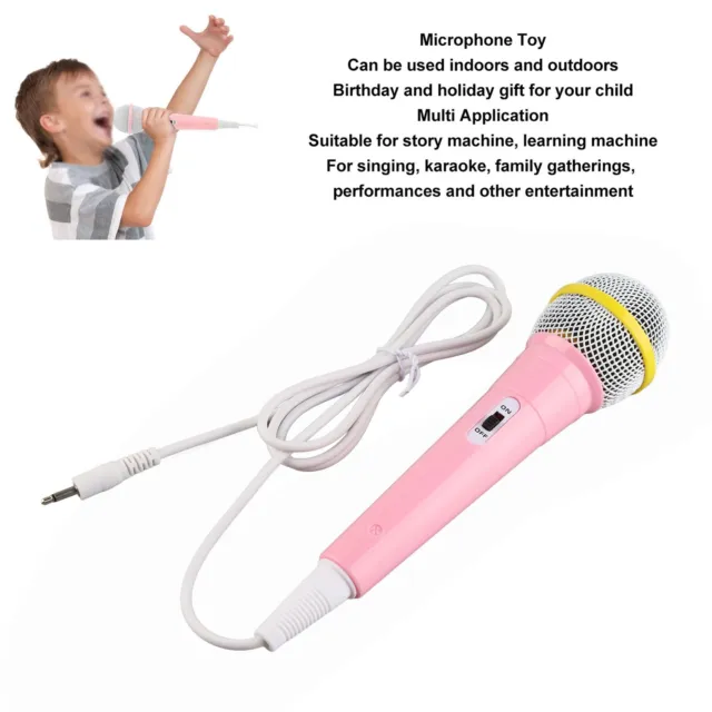 (Pink)Wired Toy Microphone For Kids 3.5mm Plug Low Distortion Children Singing