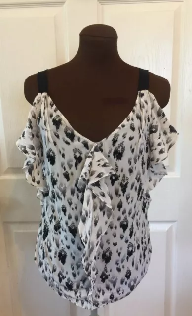 Rebecca Taylor Silk Tank Top Ruffles Animal Print Size 4