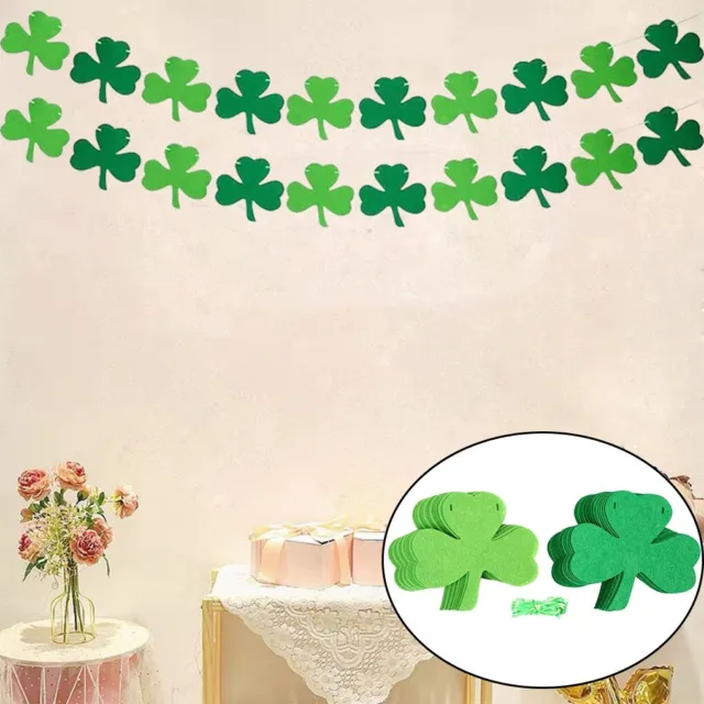 St Patricks Day Garden Flags Garland Felt Banner Wall Door Decorations Clover