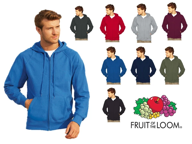 Felpa Leggera In Cotone Uomo Con Cappuccio Zip Intera Fruit Of The Loom Maglione 2