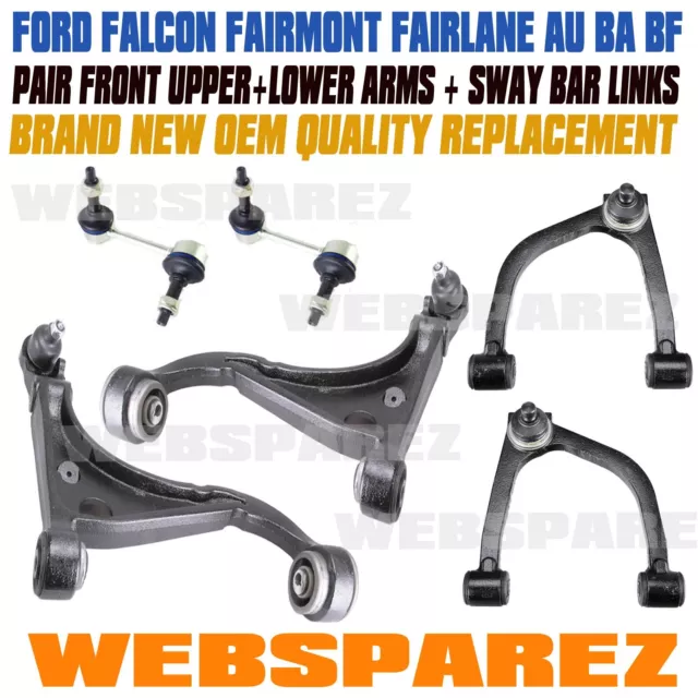 FRONT UPPER LOWER Control Arms +Sway Bar Link KIT for FORD FAIRMONT AU2 BA BF