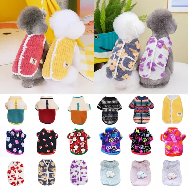 Small Dog Clothes Pet Chihuahua Winter Warm Fleece Vest Cartoon Puppy Cat Coat !