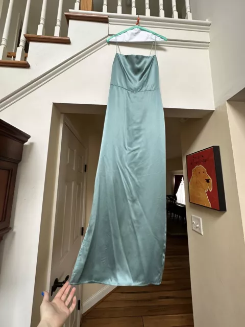 Teal Silk Reformation Maxi Dress With Slit