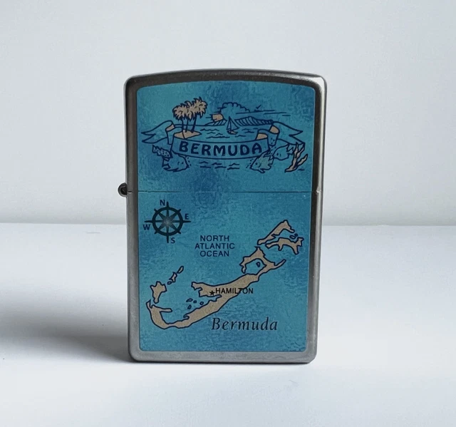 Genuine Bermuda Zippo Lighter Brushed Chrome Travel Souvenir February 2016