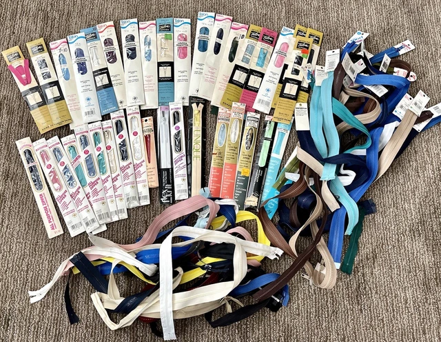 Vtg Lot 80 ZIPPERS-Polyester,Metal,Nylon YKK-Talon-Unique-J&P Coats-Sport-Vision