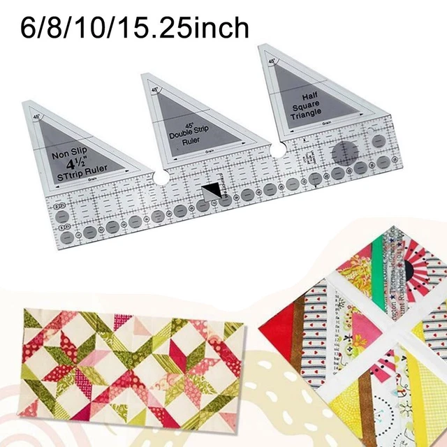 45Degree Double Strip Quilting Patchwork Ruler Template Plastic For Sewing Craft