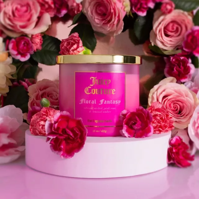 Juicy  Couture FLORAL FANTASY CANDLE 14.5 oz Soy Wax Blend 3 Wick Candle